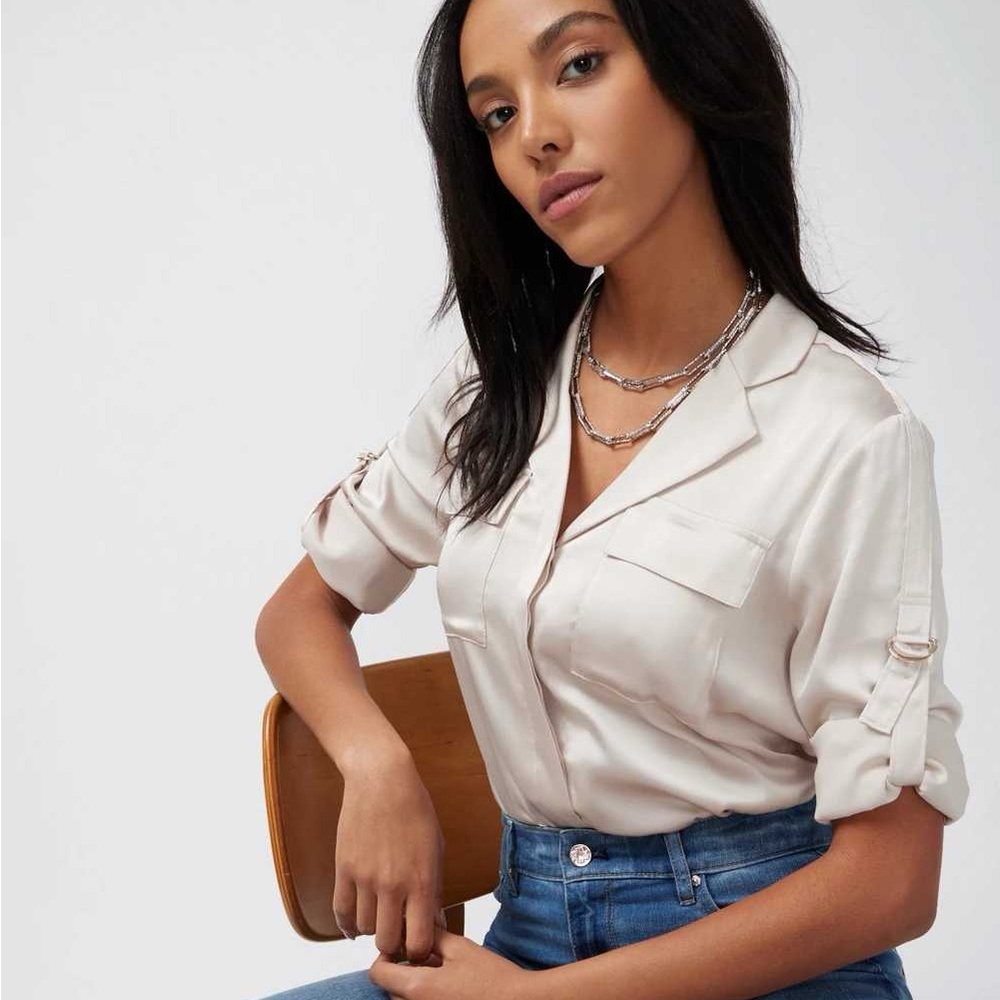 White House Black Market Soft Shirt with Adjustable Sleeves